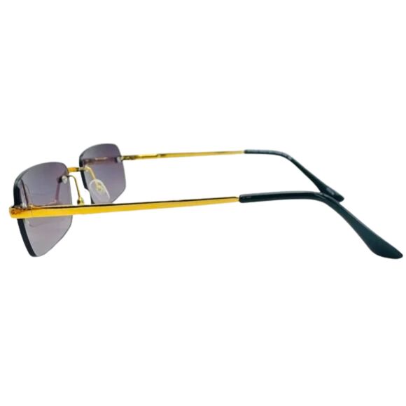 7013 | Black Rimless Lens Rectangle Sunglasses - Picture 3 of 5